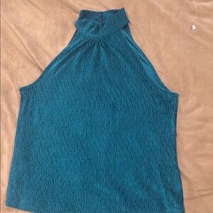 Cable & Gauge Blue Ribbed Sleeveless Tank Top